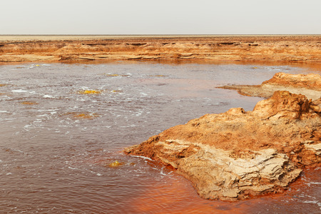 Petroleum Lake at Dallol volcano, Danakil Depression, Ethiopiaの写真素材