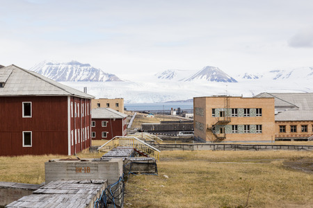 The abandoned russian mining town Pyramiden in Svalbard, Spitsbergen, Norwayのeditorial素材