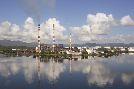 SANTIAGO DE CUBA, CUBA, November 23, 2015: Thermoelectric plant 'Antonio Maceo'. The plant is one of the main power generating installation in Cuba, EDITORIALのeditorial素材