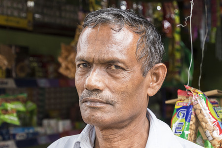 TISSAMAHARAMA, SRI LANKA - February 19th, 2017: Freaky old street vendor in Tissamaharama, EDITORIALのeditorial素材