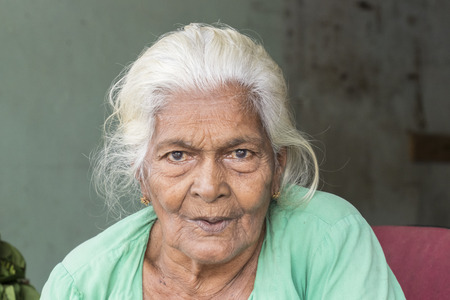TISSAMAHARAMA, SRI LANKA - February 19, 2017: Grandmother on a market in Tissamaharama, EDITORIALのeditorial素材