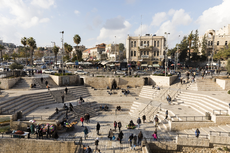 JERUSALEM, ISRAEL - December 17 2016: The Damascus Gate is one the main entrances to the old city of Jerusalemのeditorial素材