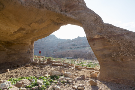 Petra, Jordan, December 25th 2015: Stone Arch in the valley of Petra, Jordanのeditorial素材