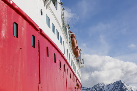 Expedition with a ship in the Arctic of Svalbard, Norwayの写真素材