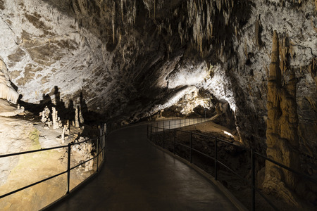 World famous cave Postojna in Slovenia with stalactites and stalagmitesの写真素材