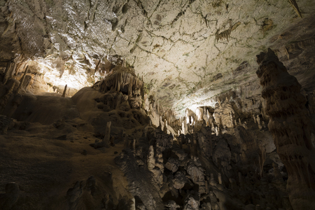 World famous cave Postojna in Slovenia with stalactites and stalagmitesの写真素材