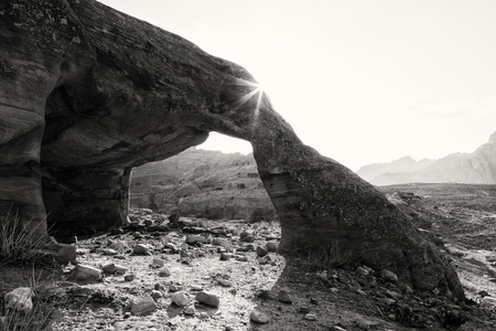 Stone Arch in the valley of Petra, Jordanの写真素材