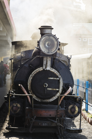 Darjeeling, India, March 3 2017: Steam locomotive in the train station of Darjeelingのeditorial素材