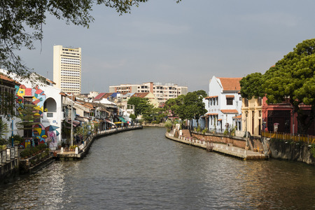 Melaka, Malaysia, December 11 2017: The old town of Malacca and the Malacca river. UNESCO World Heritage Site in Malaysiaのeditorial素材