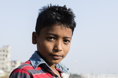Dhaka, Bangladesh, February 24 2017: Portrait of a young handsome teenager in Dhaka Bangladeshのeditorial素材