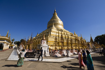 Bagan, Myanmar, December 29, 2017:  The Shwezigon Pagoda or Shwezigon Paya is a Buddhist temple located in Nyaung-U, a town near Bagan, in Myanmarのeditorial素材