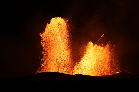 Lava fountain of Kilauea volcano in Hawaii at the end of May 2018, Fissure 8の写真素材