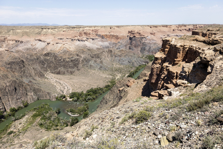 Beautiful view of the Charyn Canyon in the Almaty region of Kazakhstan with its reddish sandstone...