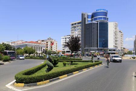 Shkoder, Albania, July 4 2019: Center of Shkoder, a city in north of Albaniaのeditorial素材