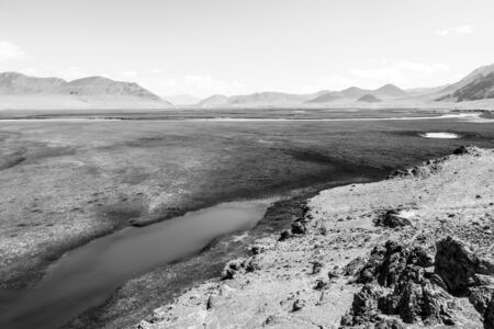 Landscape in the Pamir mountains in the area of Murghab in Tajikistanの写真素材