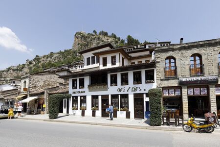 Berat, Albania, July 9 2019: Old town Berati, also called city of a thousand windows in Albania. World Heritage Site by UNESCOのeditorial素材