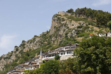 Berat, Albania, July 9 2019: Old town Berati, also called city of a thousand windows in Albania. World Heritage Site by UNESCOのeditorial素材