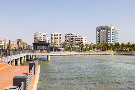Jeddah, Saudi Arabia, February 22nd 2020: Jetty on the Corniche, promenade right on the shores of...