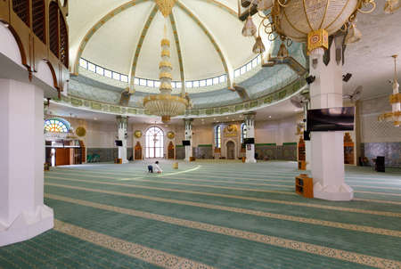 Jeddah, Saudi Arabia, February 22nd 2020: Interior of the Al Rahma Mosque in the north of Jeddah. Also known as the floating mosque, Saudi Arabiaのeditorial素材
