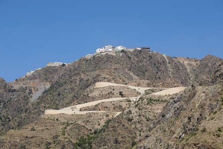 Steep, winding road to the high plateau of Abha in the southeast of Saudi Arabiaの写真素材