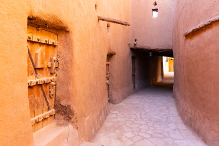 Ushaiger, Ar Riyadh in Saudi Arabia. A traditional restored village made of clay bricks. Ushaiger is one of the Heritage Villages in the Kingdom of Saudi Arabiaの写真素材