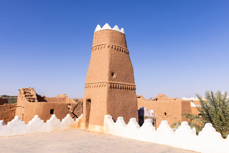 Ushaiger, Ar Riyadh in Saudi Arabia. A traditional restored village made of clay bricks. Ushaiger is one of the Heritage Villages in the Kingdom of Saudi Arabiaの写真素材