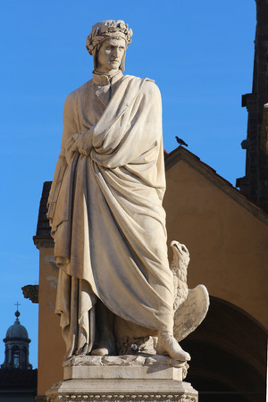 Dante Alighieri monument, square Santa Croce, Florence, Italyのeditorial素材
