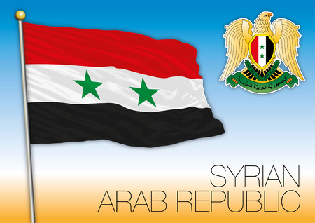 Syria Arab Republic flag and coat of armsのイラスト素材