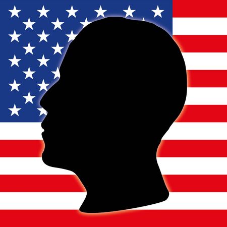 Barack Obama and US flag silhouetteのイラスト素材