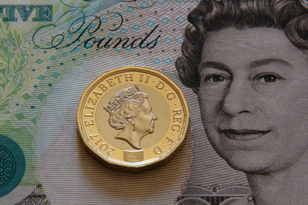One british pound, new type 2017の写真素材