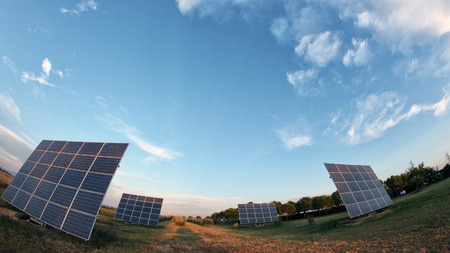 Solar panels on the skyの写真素材