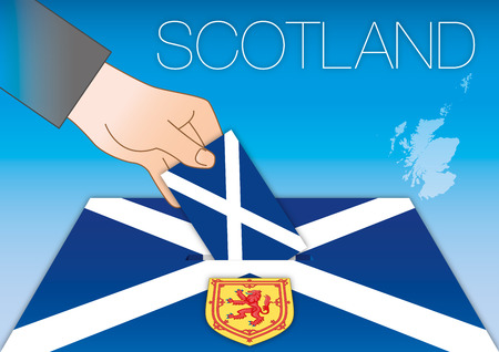 Scotland, ballot box with flag and coat of armsのイラスト素材