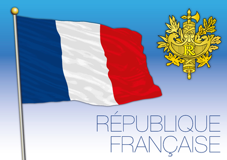 France flag with coat of armsのイラスト素材