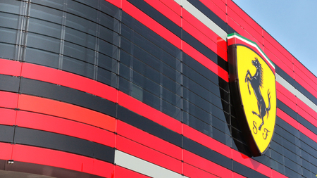 MARANELLO, MODENA, ITALY, YEAR 2017 - Ferrari Factory, the entrance of the new industrial establishmentのeditorial素材
