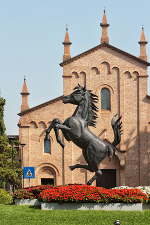 MARANELLO, MODENA, ITALY, YEAR 2017 - Horse monument symbol of Ferrari cars, Italyのeditorial素材