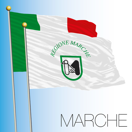 Marche regional flag, Italian Republic, Italy, European Unionのイラスト素材