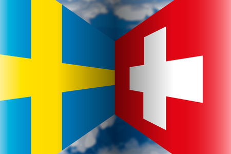 Sweden VS Switzerland flagsのイラスト素材