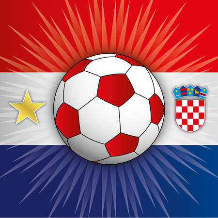 Croatia flag with football symbols, 2018のイラスト素材