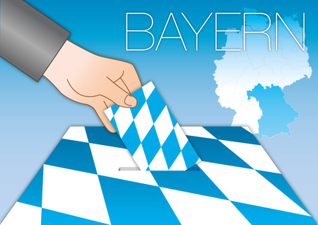 Bavaria Bayern voting ballot box with flag, map and symbolsのイラスト素材