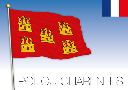 Poitou Charentes regional flag, France, vector illustrationのイラスト素材