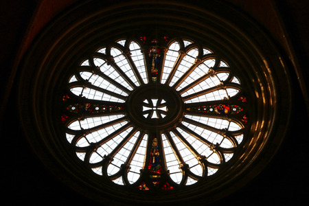 Modena, Emilia Romagna, Italy, church rose window in the cathedral, Unesco world heritage site