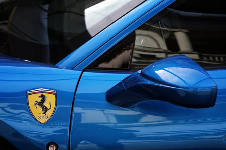 MODENA, ITALY, May 2019 - Motor Valley Fest exhibition, Ferrari F8 Tribute detail