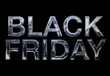 Black Friday, metal advertising writing on a black backgroundの写真素材