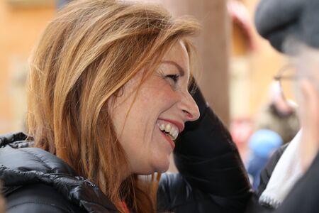 Modena, Italy, jan. 19 - 2020 - Lucia Bergonzoni, candidate for the Presidency of the Emilia Romagna region 2020, editorialのeditorial素材