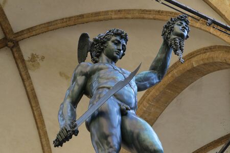 Perseus with the Head of Medusa, bronze statue of Benvenuto Cellini, Signoria square, Florence,...