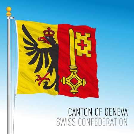 Canton of Geneva, official flag, Switzerland, european country, vector illustrationのイラスト素材