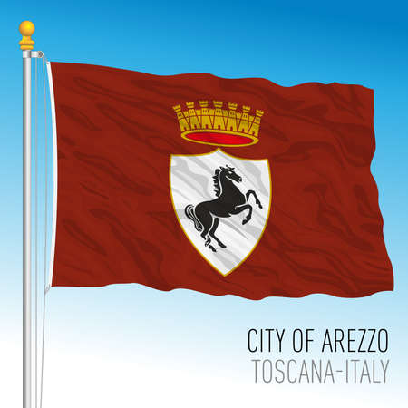 Arezzo official flag of the city and municipality, Tuscany, Italy, vector illustrationのイラスト素材