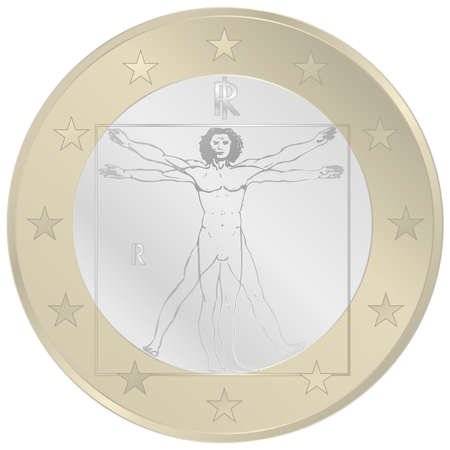 1 Euro coin italian pattern, vector illustrationのイラスト素材