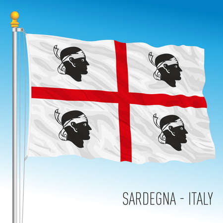 Sardinia, flag of the region, Italian Republic, vector illustrationのイラスト素材