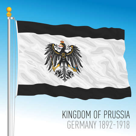 Kingdom of Prussia historical flag, 1892 - 1918, Germany, europe, vector illustrationのイラスト素材